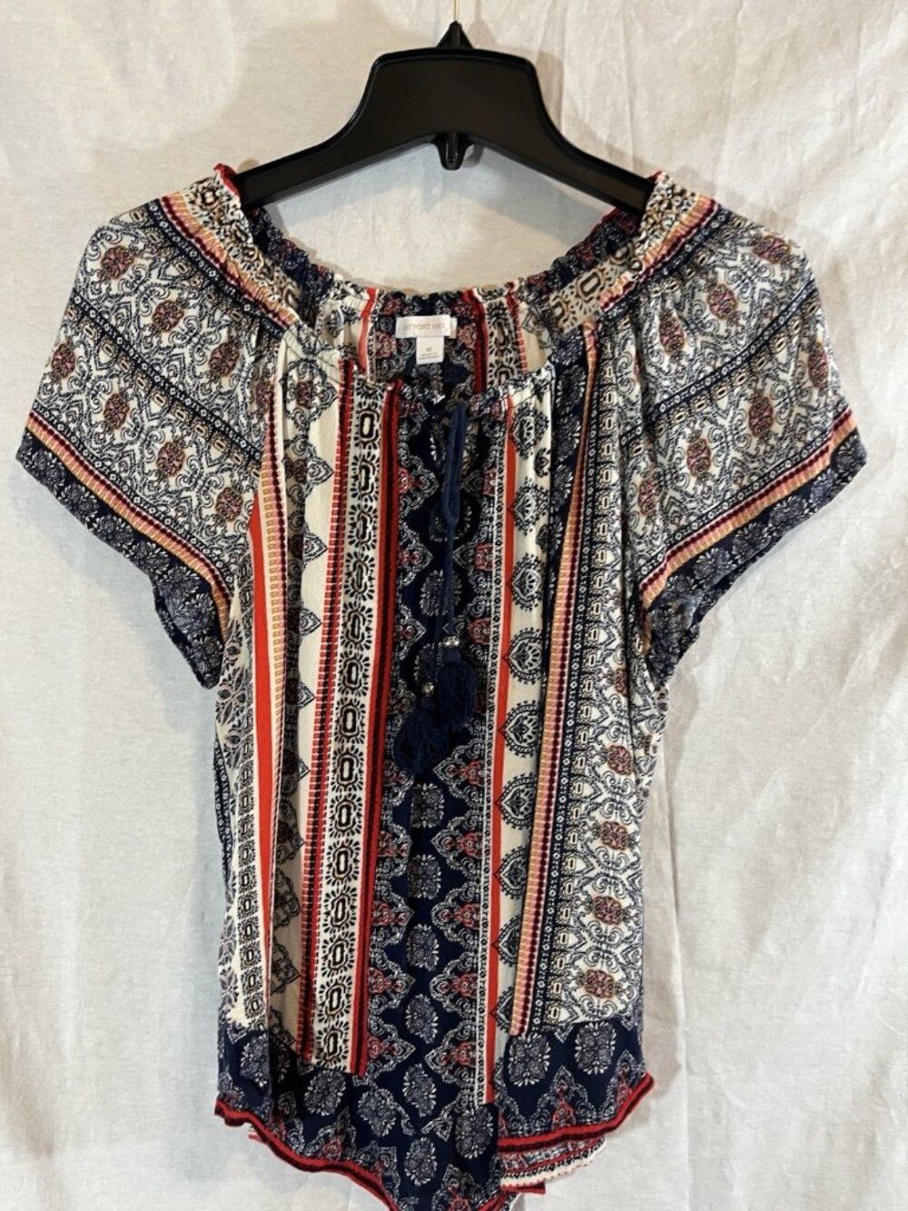 Westport 1962 Women’s Medium Navy & Red Print Blouse